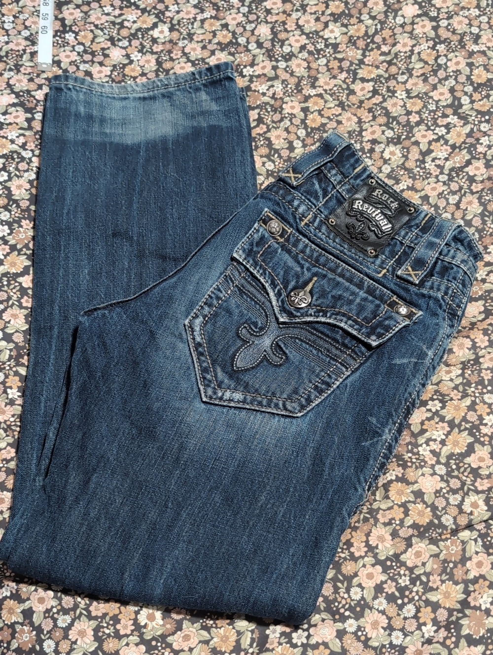 Rock Revival Blue Embroidered Pocket Jeans